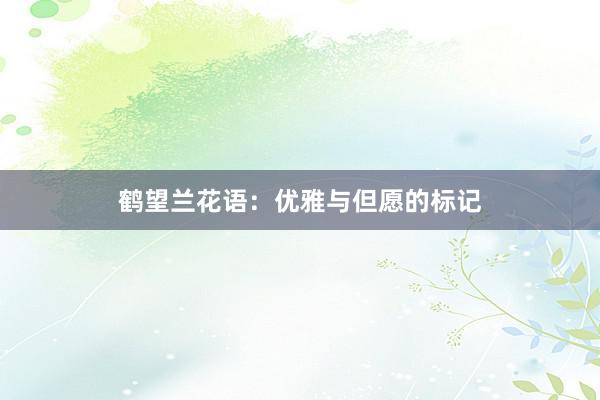 鹤望兰花语：优雅与但愿的标记